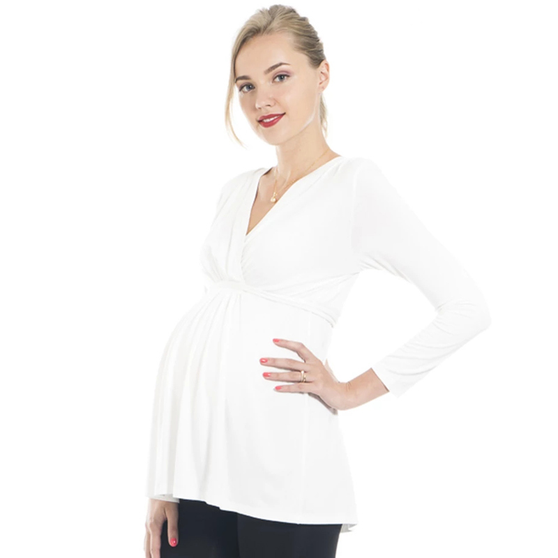 European and American Style Maternity V-Neck Tops, Work Shirts, Mid-Sleeve Trendy Mom Original Design Knitwear European and American Style Maternity V-Neck Tops, Work Shirts, Mid-Sleeve Trendy Mom Original Design Knitwear