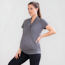 European and American new maternity tops slim short-sleeved T-shirts fashionable V-neck sexy maternity bottoming shirts trendy moms breastfeeding