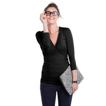 European and American spring and autumn new maternity tops slim long-sleeved T-shirts fashionable V-neck sexy maternity bottoming shirts
