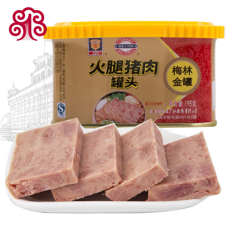 Shanghai Special Products Merlin Gold Pot Ham Pork Canned 198g convenient Ready-to-eat Blister Outdoor Quick Lunch Meat