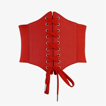 Retro palace ladies slimming wide belt large size extended elastic elastic girdle dress decorative belt accessories