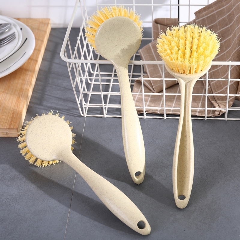 Long-handled kitchen with brush pot artifact dishwashing brush kitchen sink stove table decontamination is not easy to dip oil can be added to the pot brush