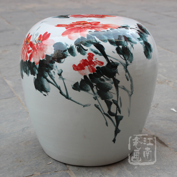 Multi-provincial Jingdezhen hand-painted ceramic stool New Chinese antique porcelain stool drum pier embroidered pier round pier stool ornaments