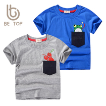 2020 Korean version of childrens clothing summer New Pocket childrens short sleeve T-shirt boys baby half sleeve shirt girls