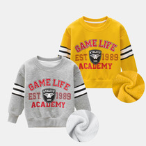 27kids childrens clothing autumn and winter 2020 Korean version of childrens clothes plus velvet boys shirt girl pullover New Tide