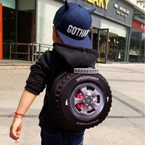 Boy kindergarten school bag Childrens backpack hipster childrens baby net red Korean version of fashion personality tire shoulder bag