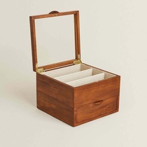 Zara home – boîte à bijoux en bois et verre à deux étages tiroir rétro boîte de rangement pour lunettes bijoux à main en stock