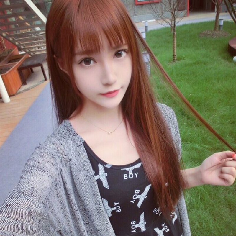 Simulation net red Qi and sea pseudo-maiden cos wig men's natural long straight hair men with full headgear women dress gags