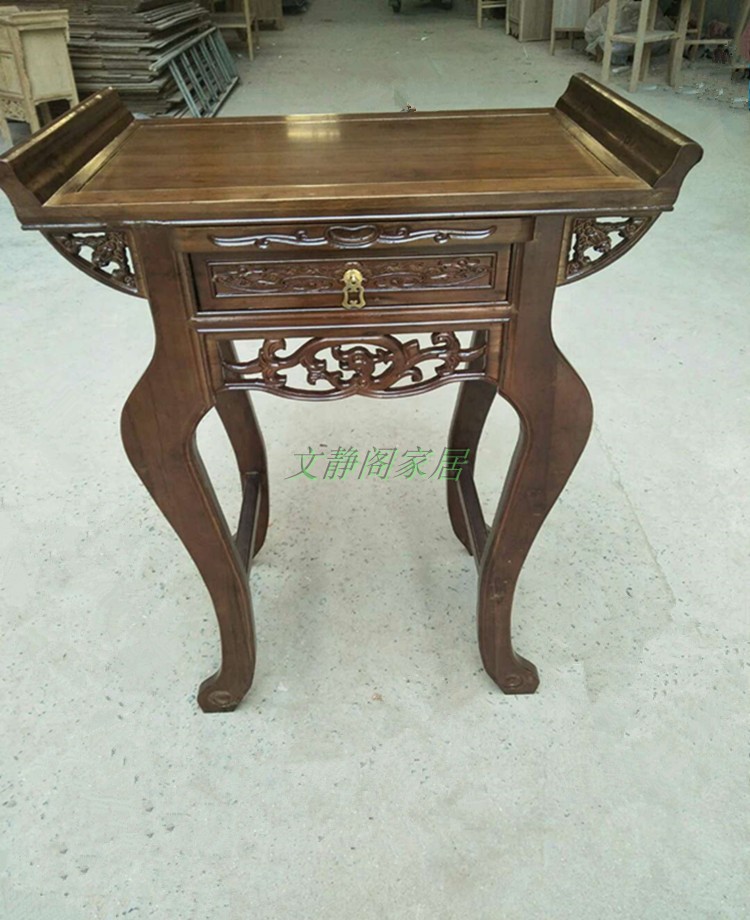 Chân cong Trung Quốc may mắn cho bàn Phật Phật bàn khuyến mãi đơn giản hộ gia đình chân trắng uốn cong Shentai Guanyin Đài Loan gỗ rắn - Bàn bàn học xếp