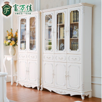 Fu Wanjia Korean pastoral solid wood bookcase bookcase combination bookcase European bookcase four-door locker Special