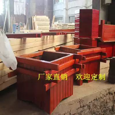 Custom outdoor flower bed anti-corrosion wood flower box carbonized wood flower pot Plastic wood wooden flower pot vase outdoor flower pot flower bed