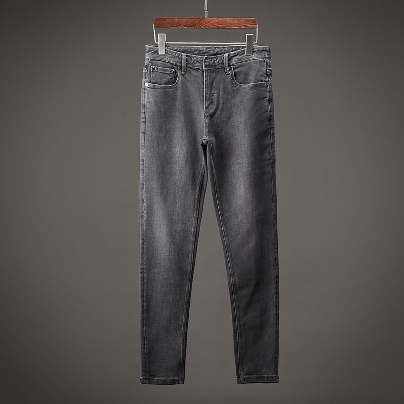 Deep Octave Autumn Winter G Level Gentleman Men's Clothing Three Tracks of Extraordinary Upscale Micro-Bounty Small Straight Footed Jeans