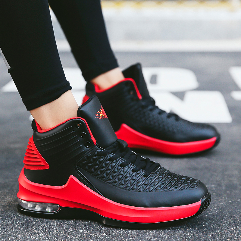 Forward high-top basketball shoes men's autumn and winter trend student shock-absorbing air cushion sneakers boots warm non-slip sports shoes men