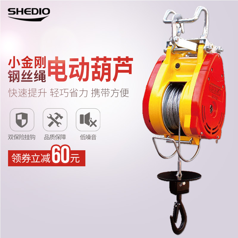 Taiwan imported 220V small gold gang wire rope micro electric crane Single phase imported small gold gang electric crane