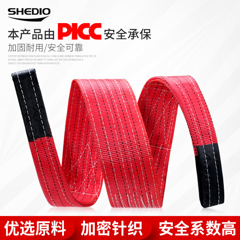 Shengdiao lifting belt Lifting sling Flat flexible polyester fiber color double button crane sling 3 2 5 10 tons 3 meters