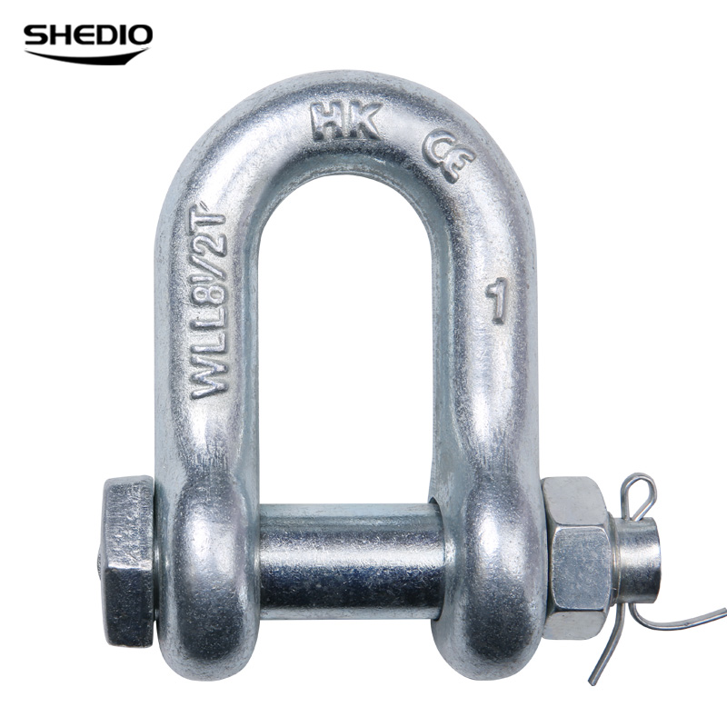American straight shackle with nut Galvanized shackle lifting shackle U-type buckle factory direct external nut