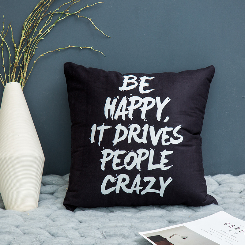Vỏ gối màu đen và trắng Bắc Âu sọc hình học chữ cái tiếng Anh đơn giản sofa gối văn phòng đệm gối ghế