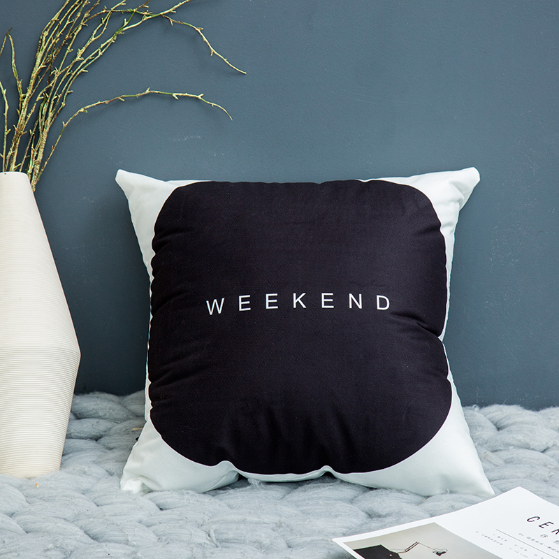 Vỏ gối màu đen và trắng Bắc Âu sọc hình học chữ cái tiếng Anh đơn giản sofa gối văn phòng đệm gối ghế