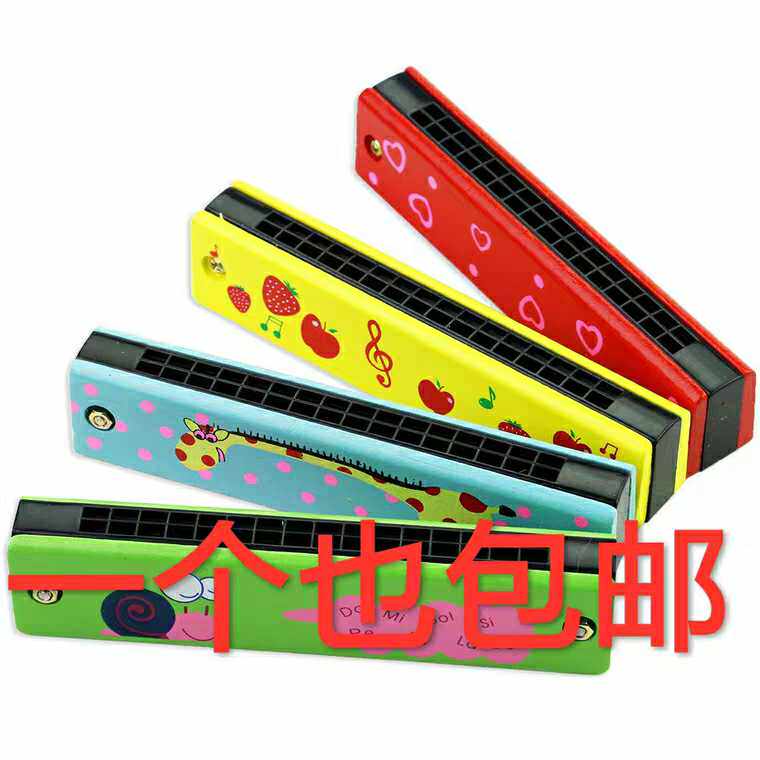 Harmonica Children Enlightenment Musical Instruments Kindergarten Students teaching with wooden 16-mouth double-row Blown Harmonica Wooden Toy
