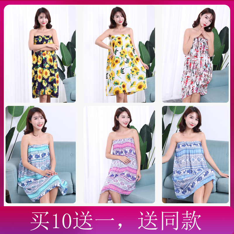 Beauty salon Fancy Dress Plethora Dress Pure Cotton Sexy Bath Skirt Summer Thin full cotton bath clothes bathrobe sweaty guest clothes-Taobao