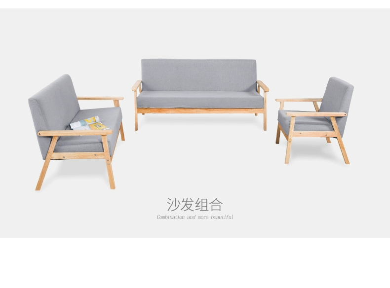 Đôi vải lười sofa gỗ rắn kết hợp sofa đơn giản nhà nhỏ căn hộ phòng khách phòng ngủ văn phòng đơn - Ghế sô pha