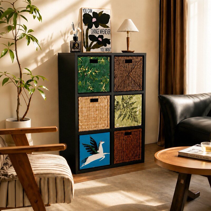 Kalak Grid Cabinet Living Room New Model Wall-Mounted Storage Floor Cabinet Free Combination Bookcase Integrated Grid Storage Cabinet
