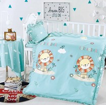 Nordic style ins baby cotton quilt cover Baby cotton cartoon lace quilt cover ruffle three-piece quilt cover