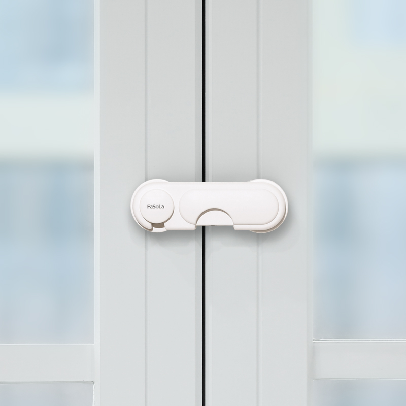 Lock buckle white door bolt fixed lock door artifact simple plastic door buckle paste type punch-free buckle latch