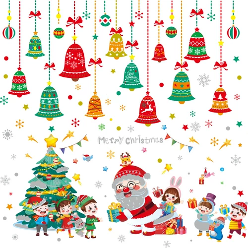 Рождественский декор для детского сада, стеклянная оконная наклейка, наклейки для пожилых людей