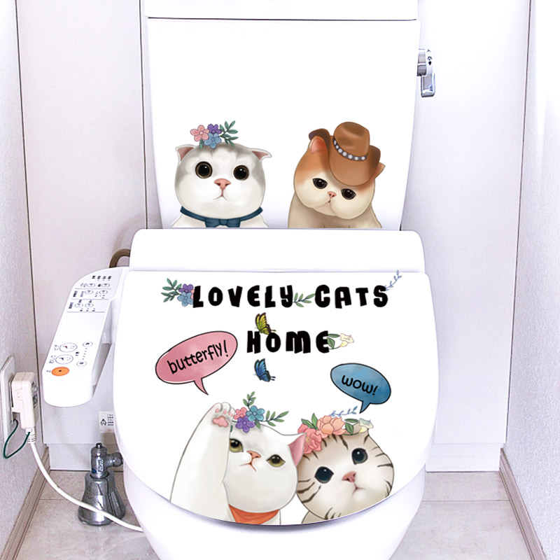 Toilet Sticker Personality Creativity Cute Funny Bathroom Makeup Room Waterproof Wall Sticker painted tile sticker shielded from sitting poo