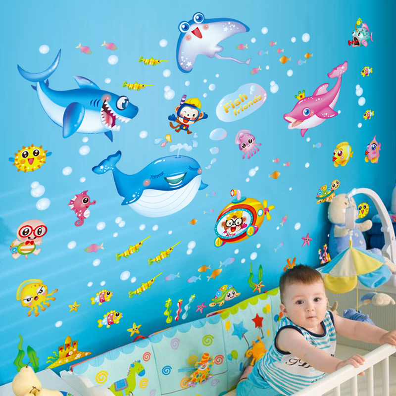 Wall stickers Collage Baby Early Teach Children Room Placement Kindergarten Classroom Ocean Themed Wall Decoration Small Patterns