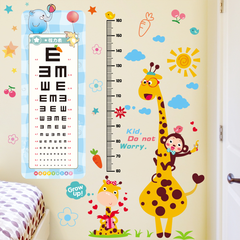 3d three-dimensional baby measurement height stickers wall stickers cartoon stickers children's room kindergarten wall decoration eye chart