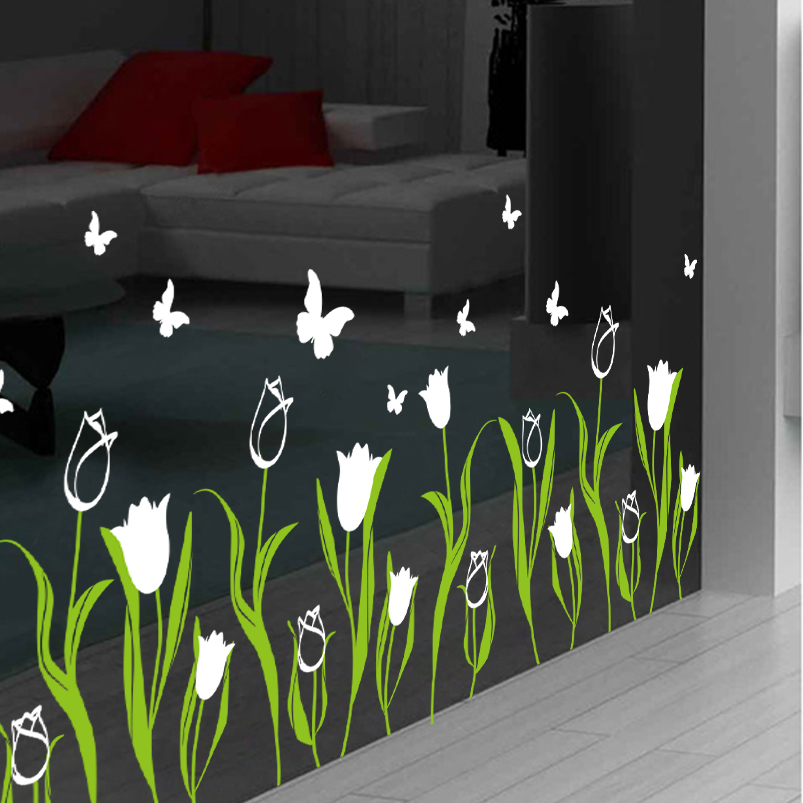 3D three-dimensional glass stickers Bedroom floor-to-ceiling window decorative wall stickers Window decals Plant flowers self-adhesive small patterns