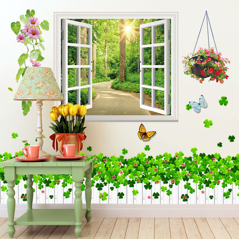 3d Solid Wall Stickers Fake Windows Living-room Room Wall Side Wallpaper Self-Glued Wall Adornment Stickup Skirting