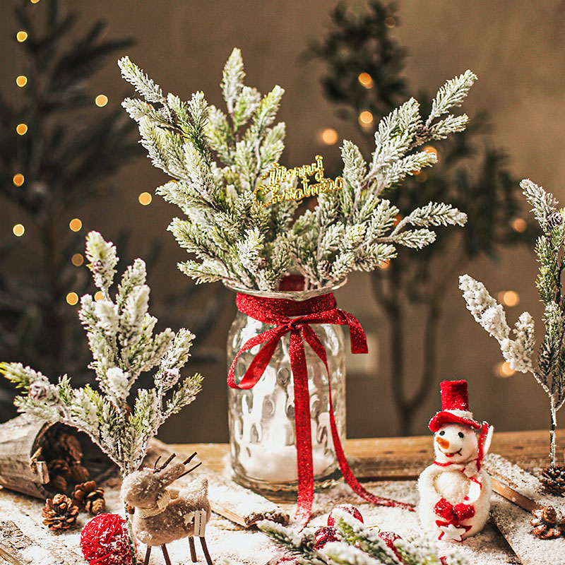 (Seven Jasmine) Christmas Pine Needles Festival Decorations Cedar Silver Cedar Branches Floral Swing window Home Filming Props-Taobao