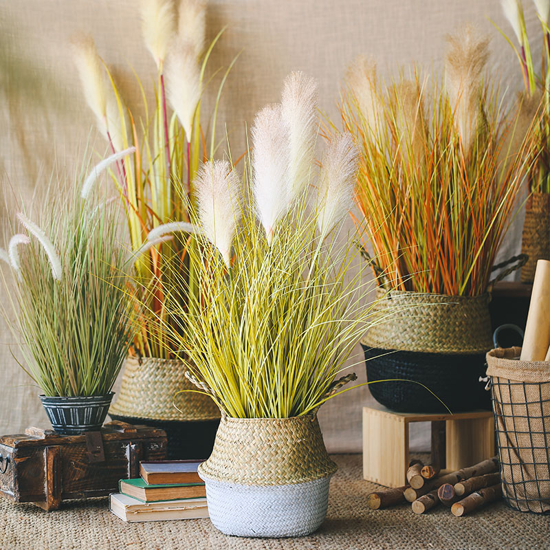 Seven jasmine simulation plant reeds large potted dog tail onion false grass cattail ground green plant Nordic home ornaments