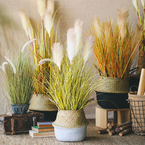 Seven jasmine artificial plants reed large potted dog tail onion fake grass Cattail landing green plants Nordic home ornaments