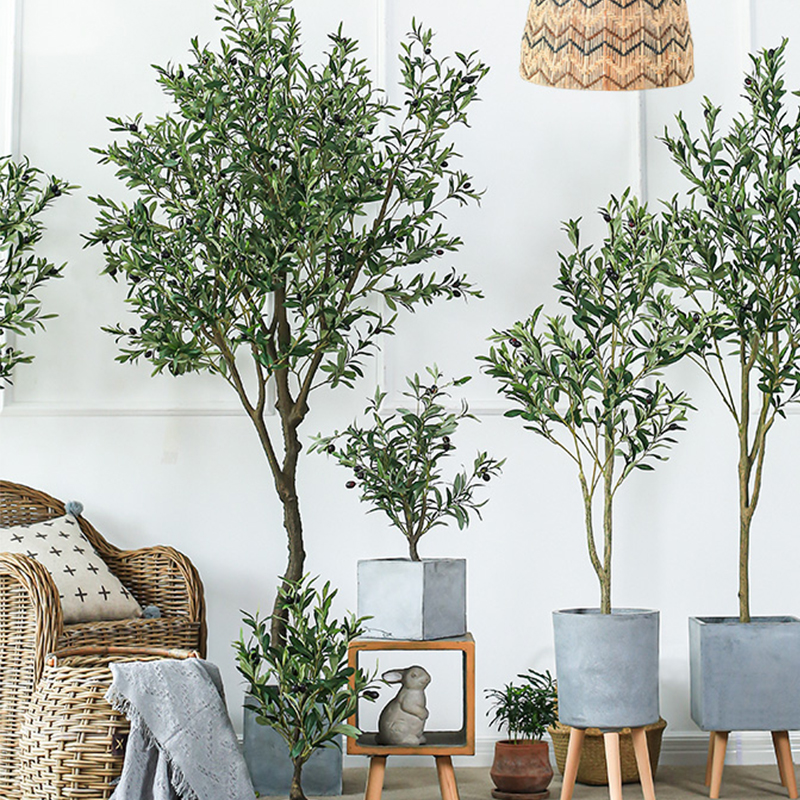 Seven jasmine simulation green olive tree potted oil olive pot oil - landing window decoration parts