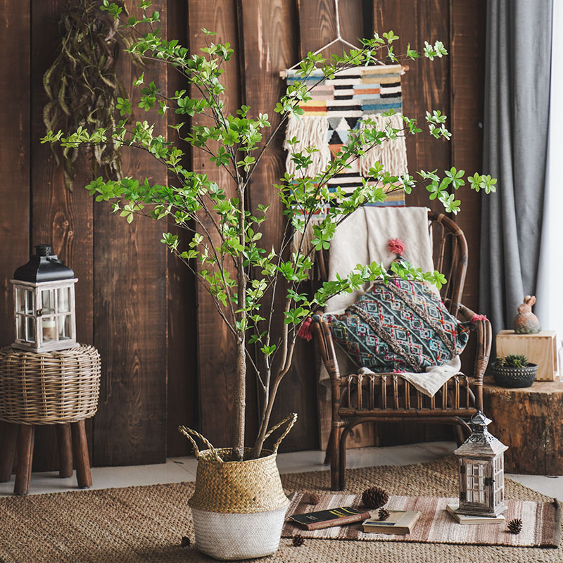(Seven Jasmine) emulation green planting hanging bell leafy tree horse drunken nordic wind fake large plant potted plant landing decoration-Taobao