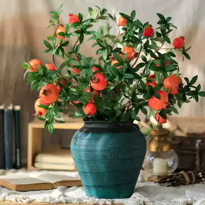 (Seven Mo) pomegranate fruit simulation flower set living room TV cabinet decoration floral arrangement fake flower arrangement
