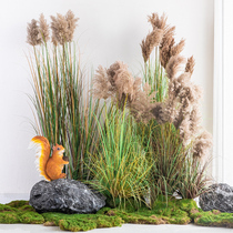 Large simulated green plants reed grass fake flowers shopping mall store landscaping fake plant pots indoor window decorations