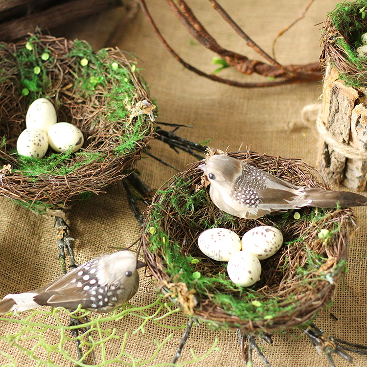 Seven Mo handmade rattan simulation bird's nest grass bird's nest bird's nest decorative decoration shooting props Forest department zakka