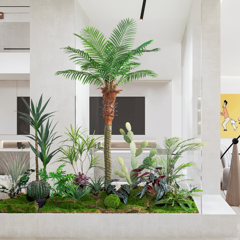 Nordic simulation green plant landscaping window scene shopping mall store floor decoration landscape fake plant indoor potted plant