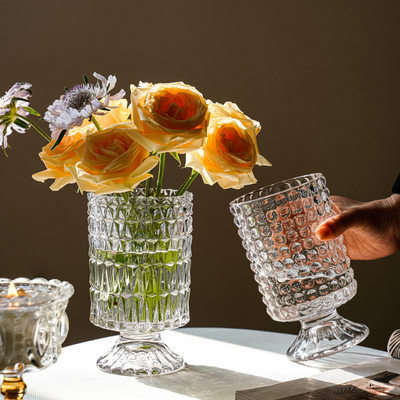 法式水晶玻璃花瓶轻奢高级感小花瓶摆件桌面水培郁金香小插花瓶
