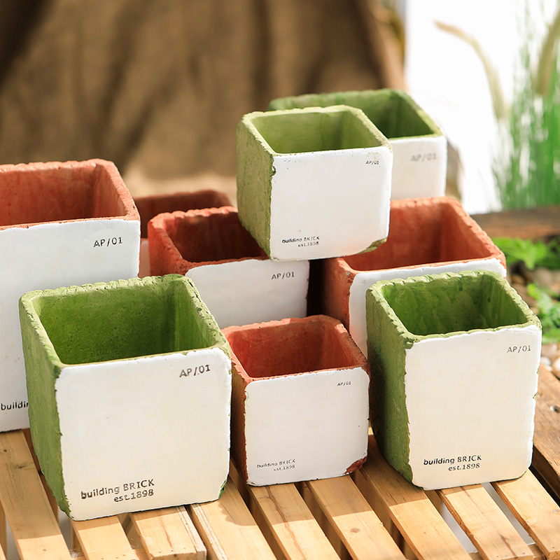 (Seven Jasmine) Creative retro to make old diy graffiti flower pots industrial wind nostalgia floral tabletop multimeat green plant-Taobao