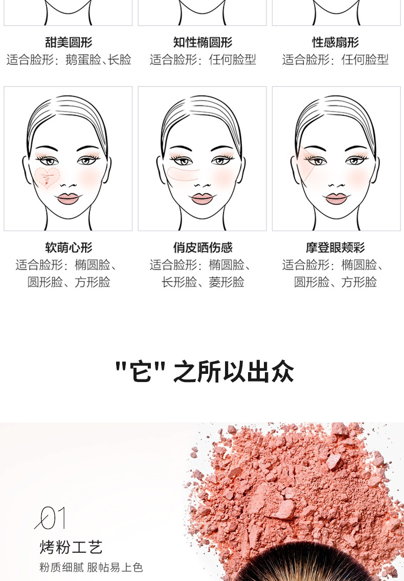 HERESB2UTY Má hồng hình trái tim rouge âm thanh nổi ánh sáng cao kéo dài không nở đĩa đơn sắc - Blush / Cochineal phấn má mac