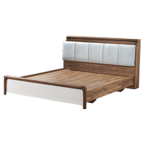 Liulang Nordic solid wood bed 1 8 meters simple modern light luxury high box storage bedroom master bedroom complete furniture bed