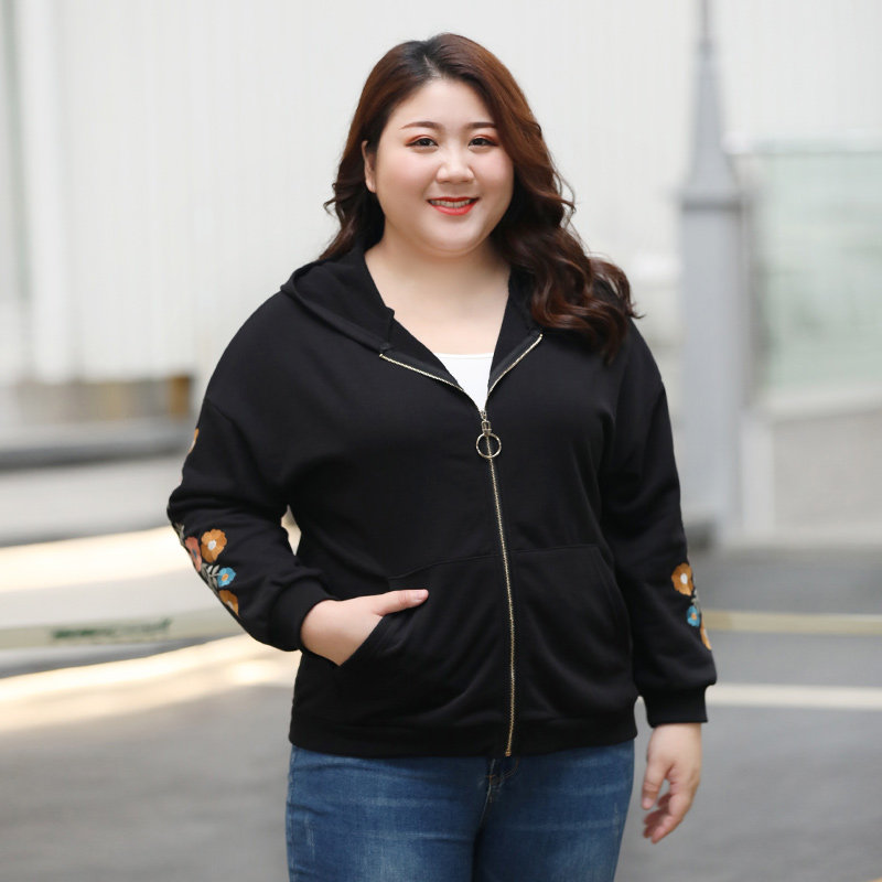 Q2022 spring autumn short coat female large size embroidered looser plus fattening overweight mm200 catjacket New Year's clothes