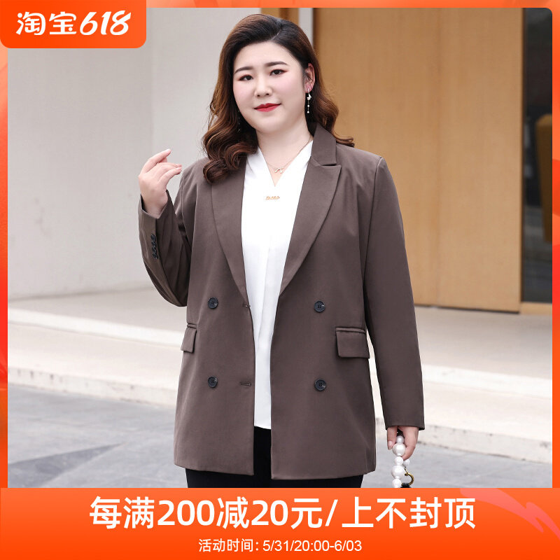 Plus Fattening Overweight Women's Clothing Spring Little Western Dress Lady West Suit Fat Mm Fashion Casual Loose Jacket Mom Clothes