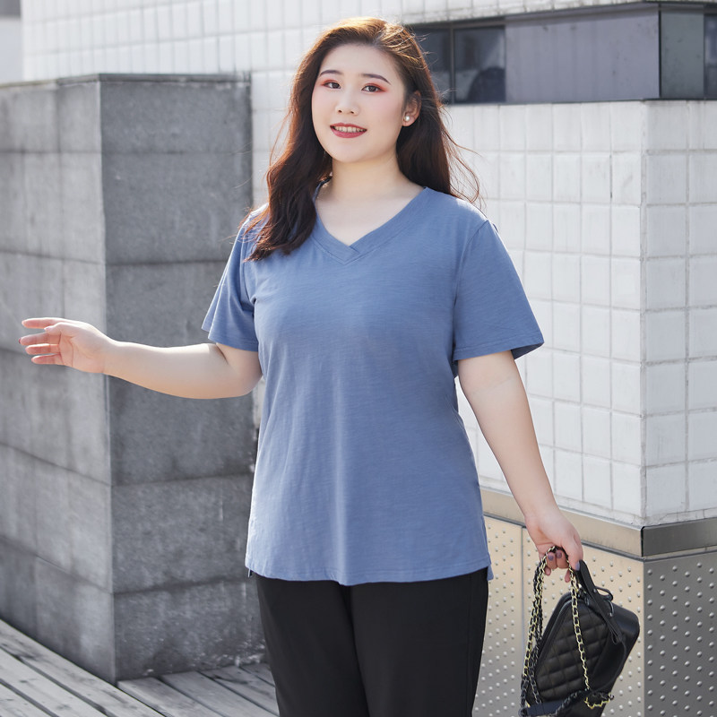 Special Mast Size Bamboo Festival Cotton T-shirt Woman Fat Mm Summer Short Sleeve Undershirt Fat Sister White T-Shirt 200 Catty Loose